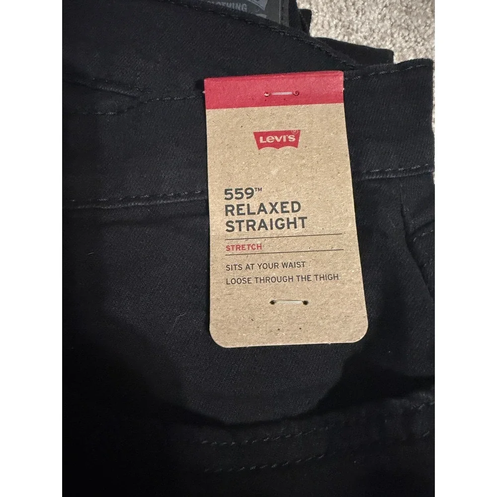 Levis 559 Mens Relaxed Straight Stretch Jeans Black 36x30 NWT 005590239